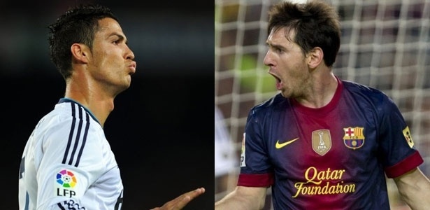 Cristiano Ronaldo e Lionel Messi fizeram dois gols cada e deixaram clássico igual - GENE/AFP PHOTO e EFE/Alejandro García