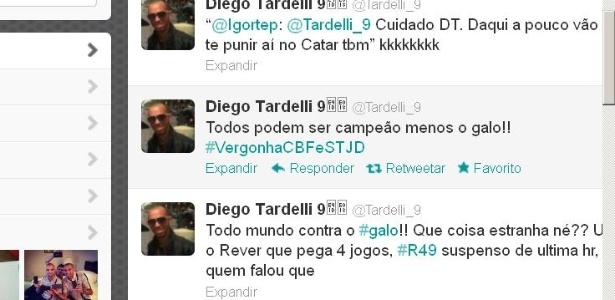 Diego Tardelli reclama de punição do STJD para Ronaldinho Gaúcho do Atlético-MG - Reprodução/Twitter Diego Tardelli