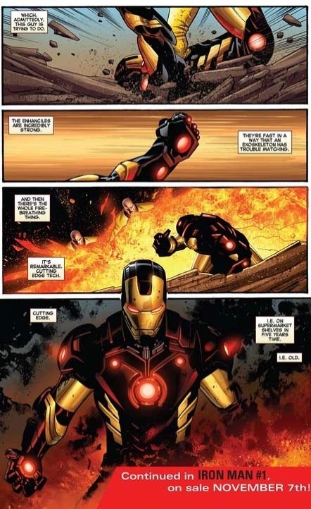 Em "Iron Man # 1", Tony Stark ganha nova armadura e dá dicas de qual o caminho que o personagem deve seguir nesse relançamento, que será publicado em novembro - Divulgação/Marvel