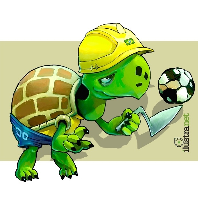 Zé Tarugo:"mascote homenageando todos os responsáveis pelas nossas obras de infraestrutura para a Copa"