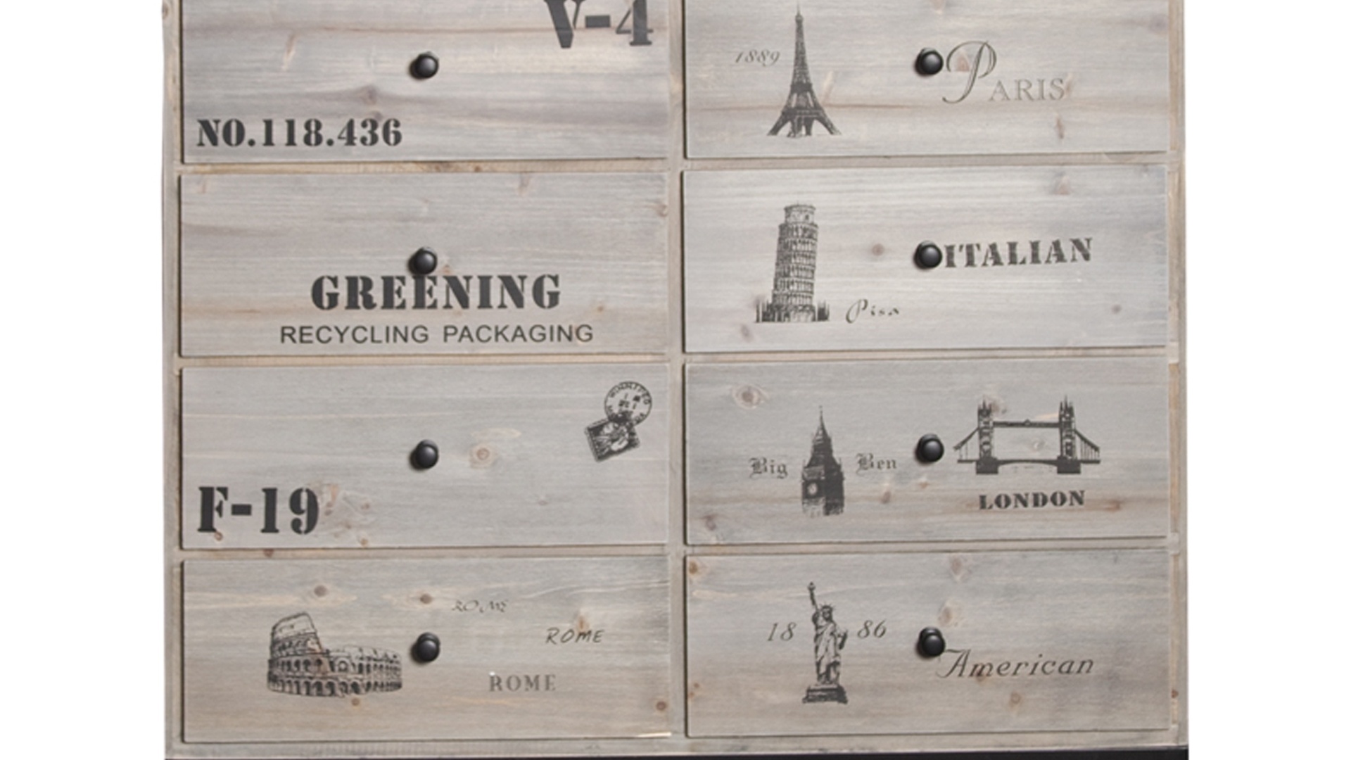 A cômoda Jeune France é fabricada em madeira e está à venda na Dali Casa (www.dalicasa.com.br) por R$ 2.103. A peça possui estampas com referência a cidades turísticas. Preços pesquisados em outubro de 2012 e sujeitos a alterações - Divulgação