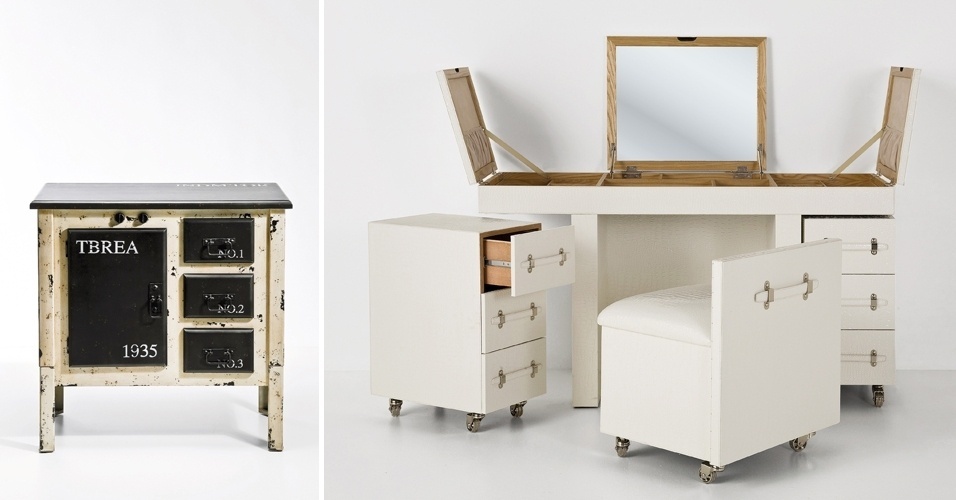 Com ar retrô ao um design contemporâneo, de tons neutros às bem coloridas: confira a seleção de penteadeiras e cômodas e invista em uma peça bonita e funcional para seu quarto   - Montagem/ UOL