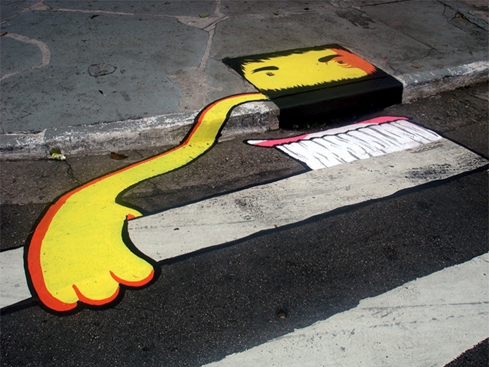 Boca de lobo pintada pelo coletivo 6eMeia, no bairro da Barra Funda, em São Paulo - Divulgação