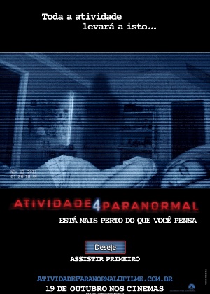 Cartaz oficial do filme "Atividade Paranormal 4" - Divulgação