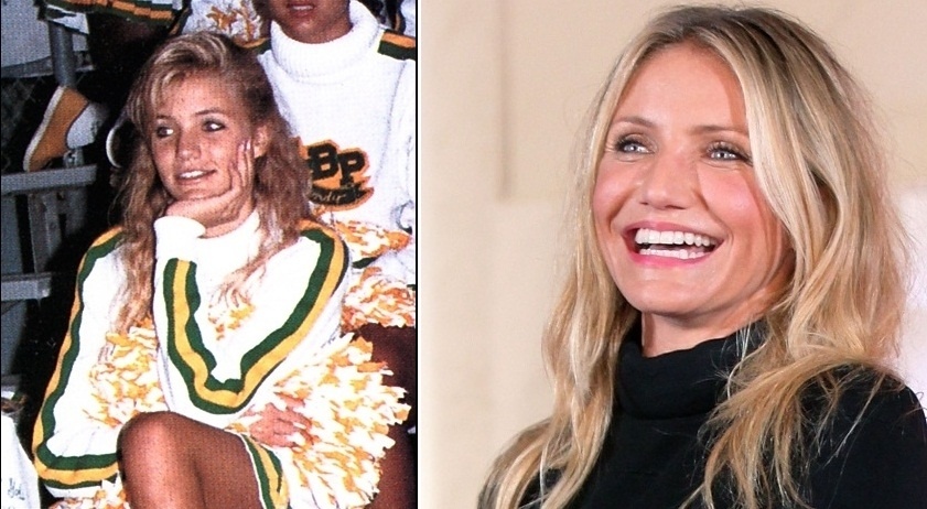 A atriz Cameron Diaz liderava a torcida e chamava a atenção por sua beleza nas arquibancadas dos jogos de colégio - Getty Images