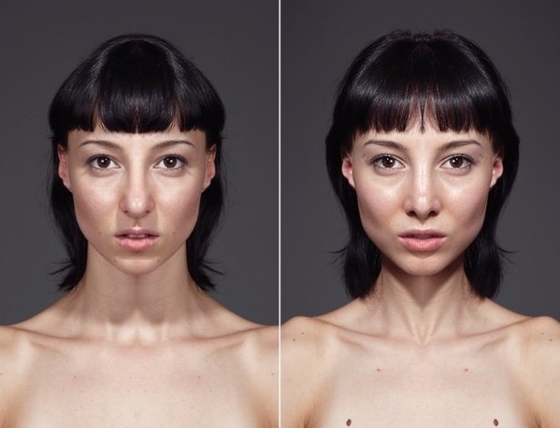 As fotos não têm nenhum retoque, segundo o fotógrafo, além de terem sido cortadas ao meio, com cada metade colada à sua imagem espelhada. O projeto foi batizado de ‘Echoism’, que segundo o artista se refere à simetria facial em seu sentido fisionômico - Julian Wolkenstein / via BBC