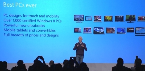 Steve Sinofsky, presidente da Microsoft para a divisão do Windows, durante lançamento do Windows 8 - Reprodução