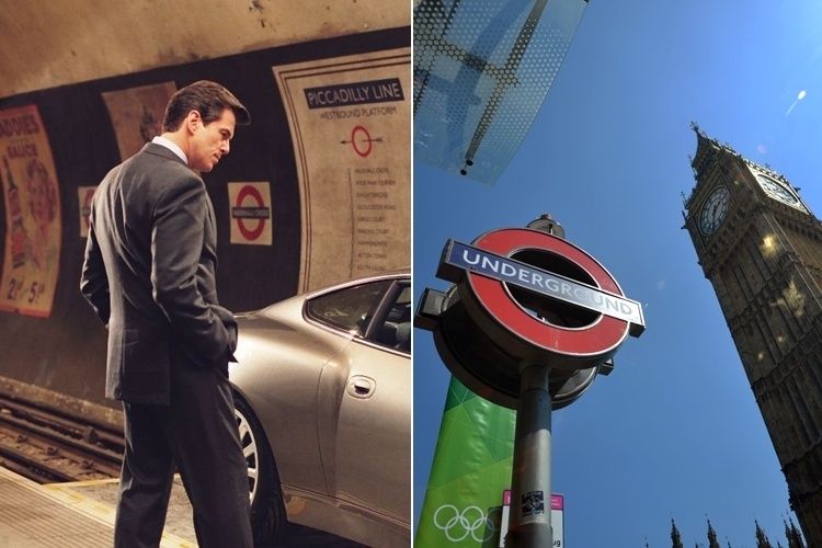 Londres não poderia faltar em uma lista de paisagens dos filmes de James Bond. Na imagem, o filme "007 - Um Novo Dia Para Morrer", de 2002, mostra o metrô londrino como cenário para cena do ator Pierce Brosnan