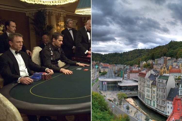 O Cassino Royale que batiza o primeiro filme de Daniel Craig como James Bond está localizado, na história da obra, em Montenegro. As cenas do cassino, porém, foram gravadas dentro do Grand Hotel Pupp, que fica na cidade de Karlovy Vary (na foto da direita)