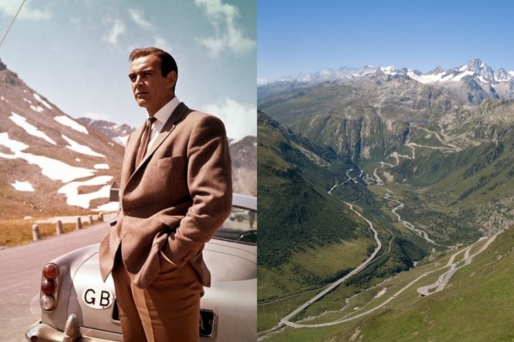 Um dos cenários de "007 Contra Goldfinger", de 1964, com Sean Connery, é a região do Passo da Furka, localizada nos Alpes suíços. Cercado por lindas e montanhas e recheados de estradas sinuosos, o lugar é perfeito para uma viagem "on the road", seja de carro ou de moto