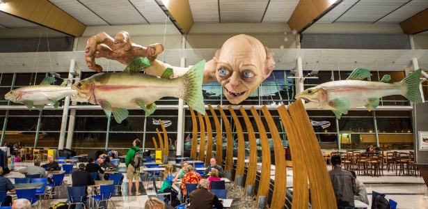 Instalação do Gollum no aeroporto de Wellington, na Nova Zelândia (26/10/12) - AFP Photo/Wellington Airport