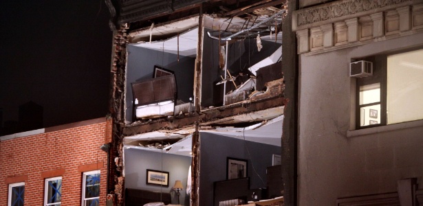 Fachada de prédio desaba em Nova York; parte interna de apartamentos ficou visível - Allison Joyce/Getty Images/AFP