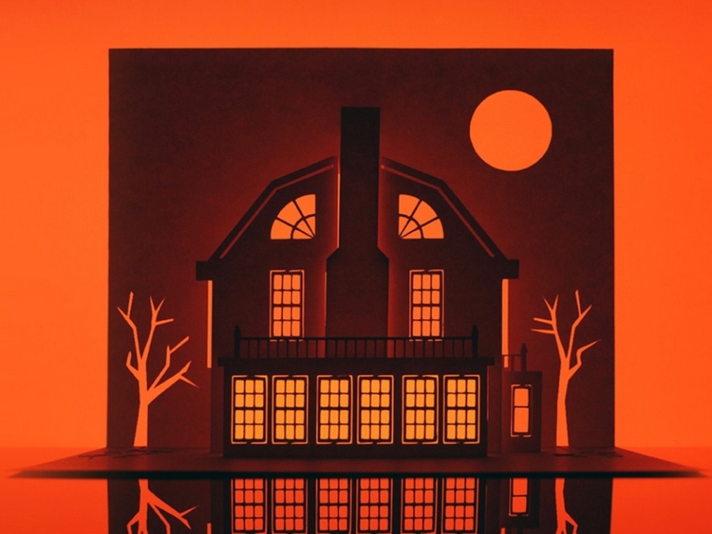Casa de "Terror em Amytville" recortada pelo artista gráfico inglês Marc Hagan-Guirey na série "Horrorgami"  - Divulgação