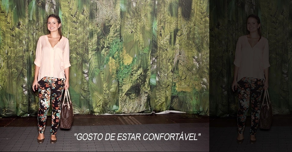 Beatriz Ferrete, 21, jornalista, combina blusa Fashion Closet a calça Riachuelo, sapatilha Arezzo e bolsa Michael Kors (29/10/2012) - Patrícia Araújo/UOL