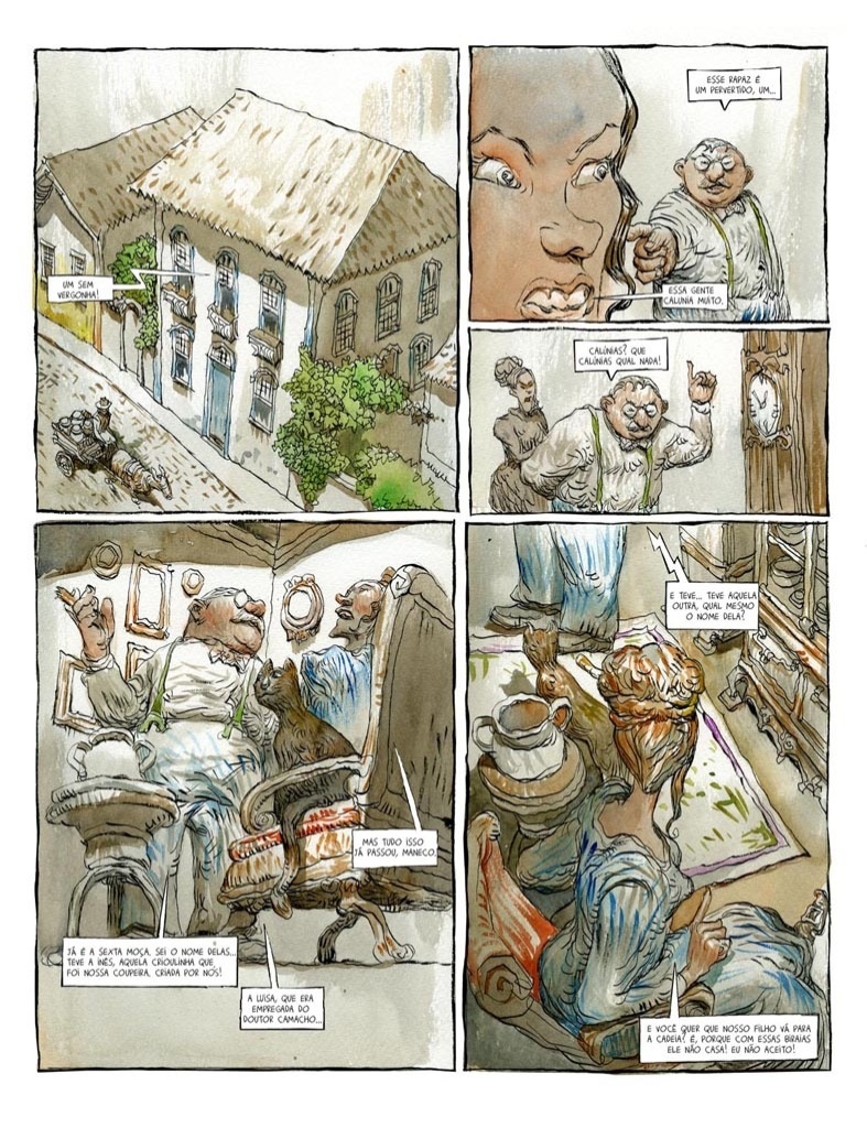 Página do quadrinho de "Clara dos Anjos", adaptação da obra póstuma do autor - Reprodução