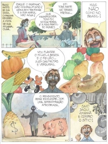 Página do quadrinho de "Triste Fim de Policarpo Quaresma", ilustrador por Edgar Vazquez e Flávio Braga - Reprodução