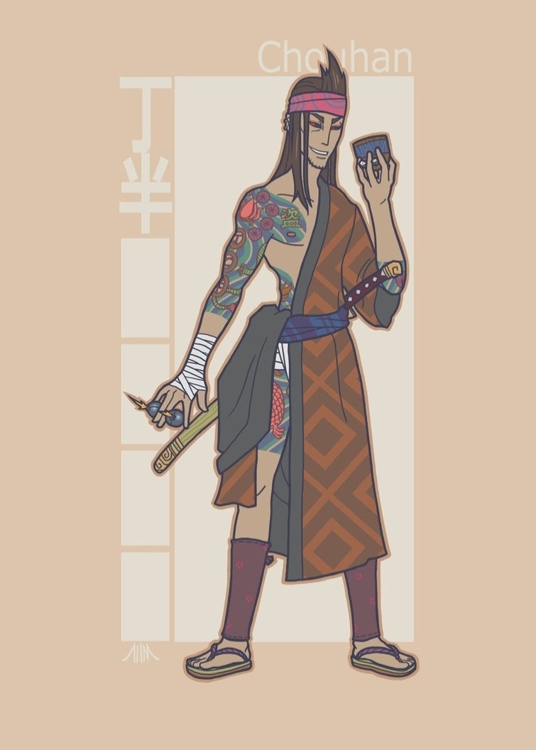 Na versão de Alex, Gambit é Chouhan, que aprendeu nas ruas de Osaka uma forma de sobreviver. Nunca conheceu seus pais e foi adotado por membros da Yakuza - DeviantArt/Genesischant