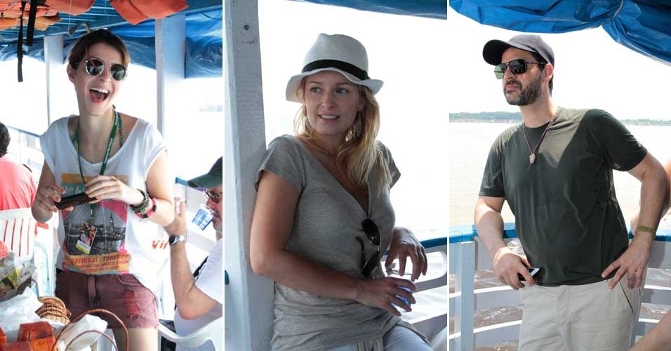 Atores convidados para o 9º Amazonas Film Festival tiveram a oportunidade de fazer o passeio de barco no encontro das águas dos rios Negro e Solimões, em Manaus. Entre eles, estavam Giselle Batista, Luciana Vendramini e Bruno Garcia (5/11/2012)