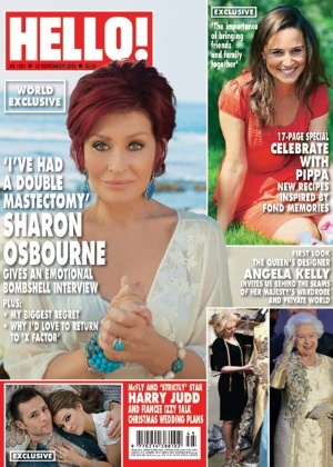 Sharon Osbourne fala sobre cirurgia para retirar os seios em entrevista à "Hello!" (5/11/12)