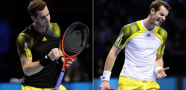 De preto, Andy Murray comemora; de branco, lamenta e perde para Djokovic - Glyn Kirk/AFP
