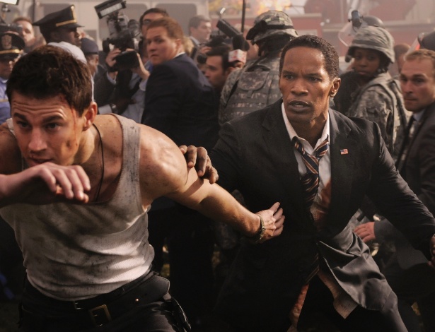 Channing Tatum e Jamie Foxx em cena de "Ataque à Casa Branca" - Divulgação