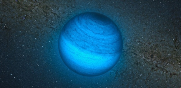 Batizado de CFBDSIR2149-0403, o planeta órfão tem temperatura estimada de 400ºC e massa entre quatro a sete vezes a de Júpiter - ESO/VLT