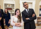 Ginasta que virou hit na internet faz até Obama imitar sua cara amarrada - AFP