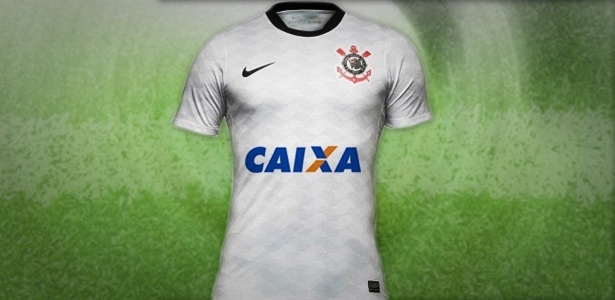 Montagem simula como será a nova camisa do Corinthians com a Caixa Econômica - Arte UOL