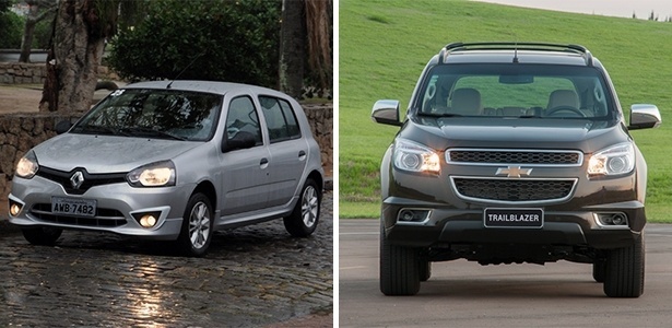 Renault Clio e Chevrolet Trailblazer: um é econômico e barato, o outro é o mais caro feito no Brasil - Murilo Góes/UOL e Divulgação