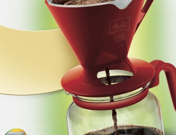 O kit café da Melitta (SAC 0800 140203) é composto por jarra de vidro com tampa vermelha e suporte para coador de mesma cor. O conjunto está à venda por R$ 32 I Preços pesquisados em novembro de 2012 e sujeitos a alterações - Divulgação