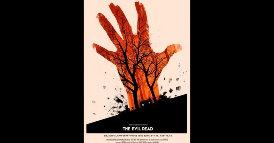 Em muitas das obras de Moss, imagens com traços bem básicos que fazem referência à obra original são usadas contra um pano de fundo simples, como neste cartaz para "Uma Noite Alucinante" - Olly Moss