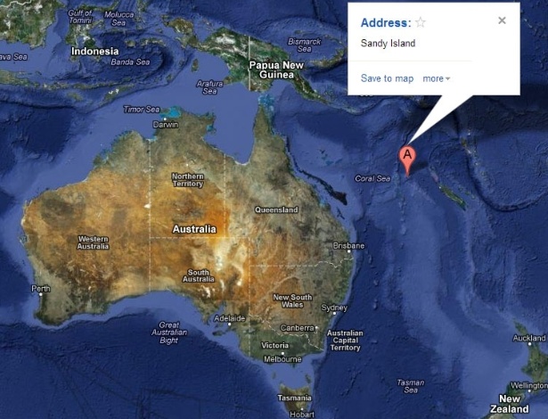 Ilha Sandy que só existe no Google Earth - Reprodução Google