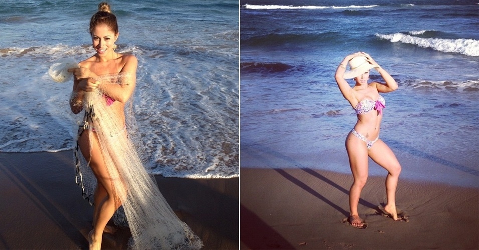 A panicat Carol Narizinho publicou fotos em seu perfil no Instagram na praia. Nas legendas das imagens, a modelo brinca: "me achando a sereia" (26/11/12)