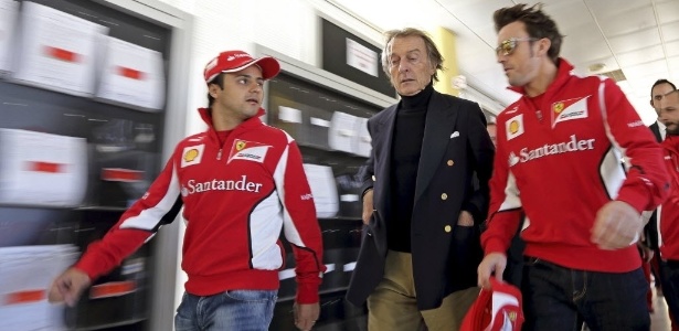 Presidente da Ferrari, Montezemolo (centro), elogiou evolução de Massa no ano - Manuel Bruque/EFE