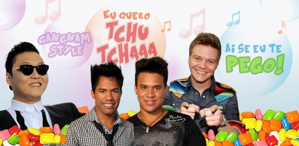 "Gangnam Style", "Ai Se Eu Te Pego" e "Eu Quero Tchu, Eu Quero Tcha", dominaram os ouvidos dos brasileiros em 2012 - Arte UOL