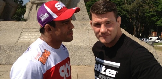 Vitor Belfort e Michael Bisping se encontram pela primeira vez antes do UFC SP - Reprodução/Twitter/Vitor Belfort