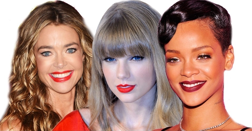 Famosas com batom vermelho - Getty Images/Arte UOL