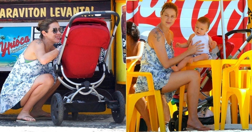 8.dez.2012 - Luana Piovani passeia com o filho na orla do Leblon, na zona sul do Rio