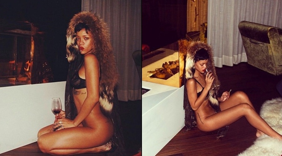 10.dez.2012 - A cantora Rihanna posou para fotos apenas de sutiã, sem calcinha. As imagens foram divulgada por Melissa Forde, amiga de Rihanna