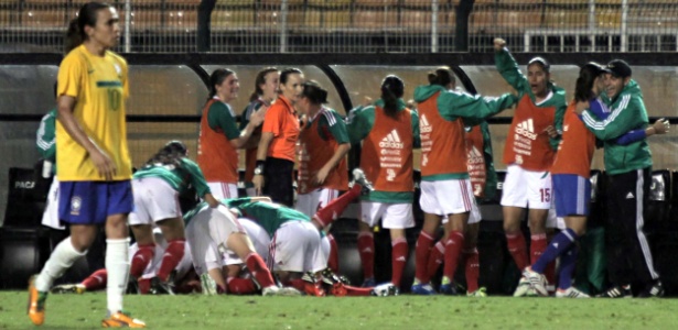 Jogadoras do México comemoram um dos gols da vitória por 2 a 1 sobre o Brasil - Fernando Pilatos/Divulgação