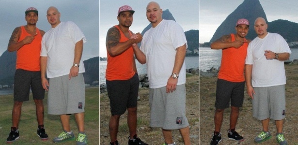 O cantor Naldo e o rapper Fat Joe (à dir.) em visita ao Aterro do Flamengo, no Rio. Fat Joe fez um participação no clipe de "Se Joga", de Naldo