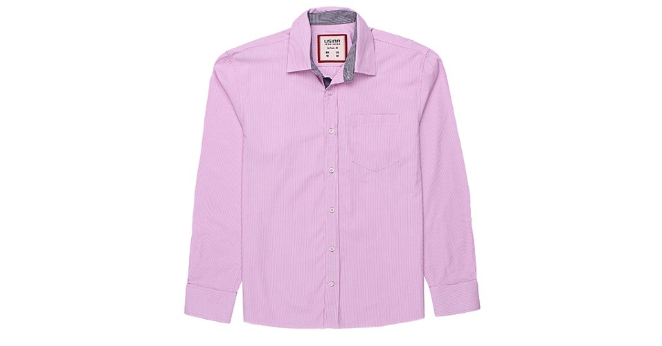 Camisa rosa de manga longa; R$ 99,90, na Usina Jeans (Tel.: 11 3546-6140). Preço pesquisado em dezembro de 2012 e sujeito a alteração - Divulgação