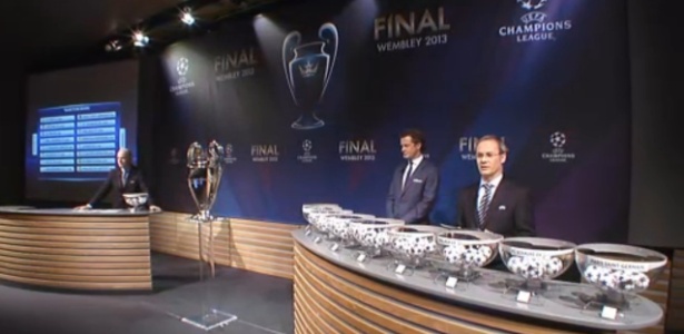 Membros da UEFA durante sorteio da Liga dos Campeões - Reprodução/Uefa