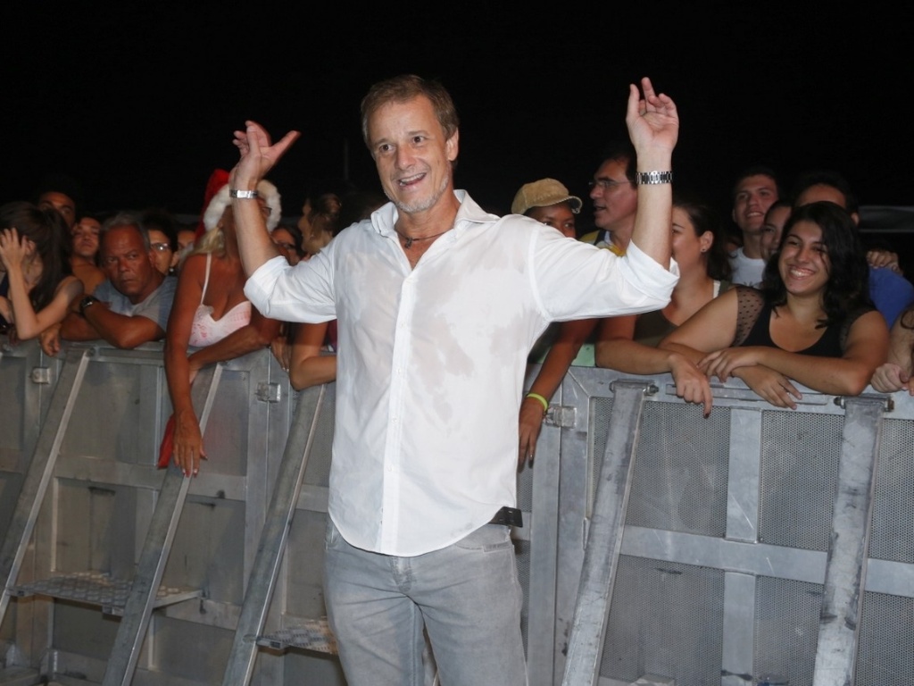 25.dez.2012 - Marcelo Novaes no show de Gilberto Gil e Stevie Wonder em Copacabana - AgNews