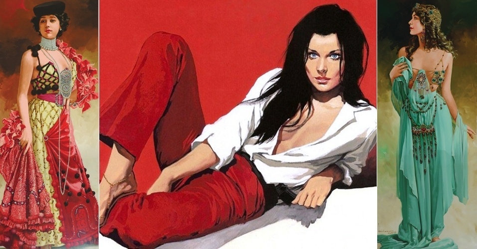 Além das belas mulheres, Benício é conhecido por seu estilo de pintura com guache e pincel - Benício