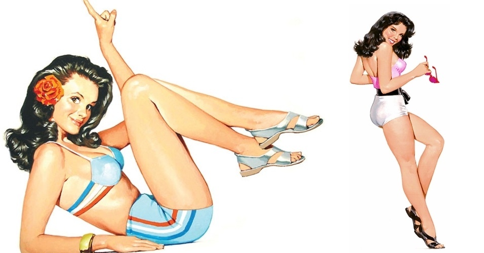 Algumas das famosas pin-ups desenhadas por Benício - Benício