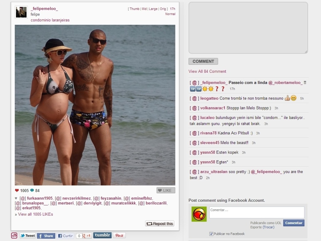 Hoje na Turquia, Felipe Melo aproveitou a passagem pelo Brasil para curtir as praias com a família - Divulgação/Instagram