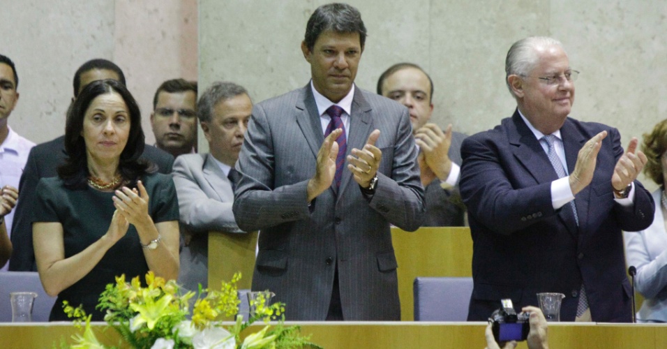 1º.jan.2013 - O prefeito eleito de São Paulo, Fernando Haddad (PT), toma posse na Câmara Municipal