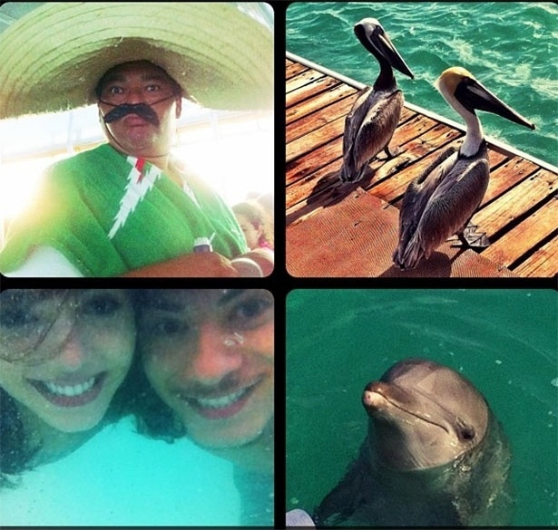 O casal de atores Giovanna Lancellotti e Arthur Aguiar se divertem em Cancún, no México