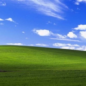 A foto acima, chamado Bliss ("felicidade"), é utilizada no papel de parede do Windows XP  - Reprodução/Windows